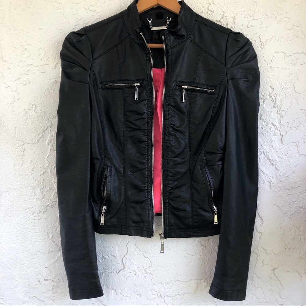 Black faux leather jacket size small
